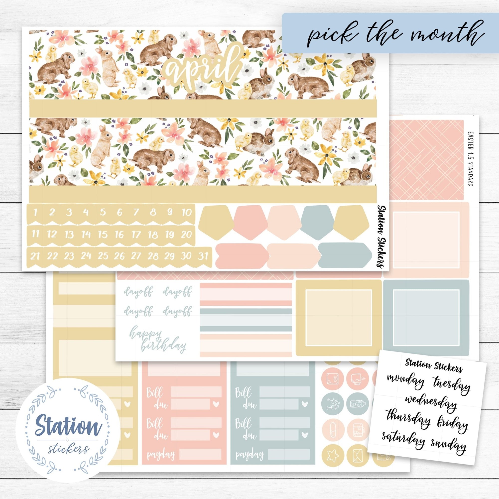 Monthly EC 7X9 Daily Duo Easter - Station Stickers