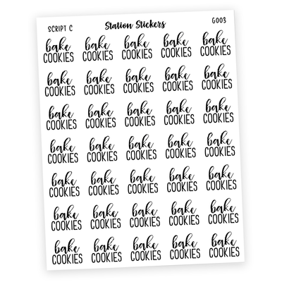 BAKE COOKIES Script Stickers