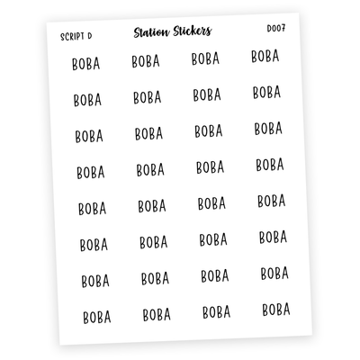 BOBA Script Stickers