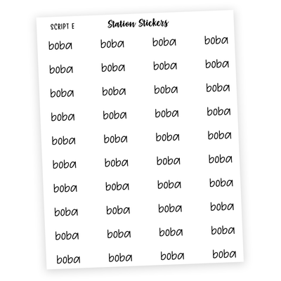 BOBA Script Stickers