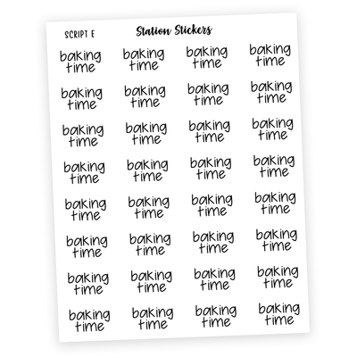 BAKING TIME Script Stickers