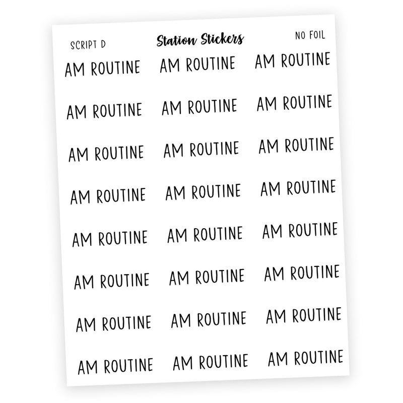 Am Routine Script Stickers