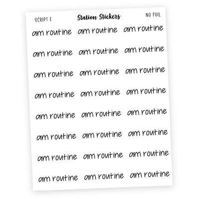 Am Routine Script Stickers