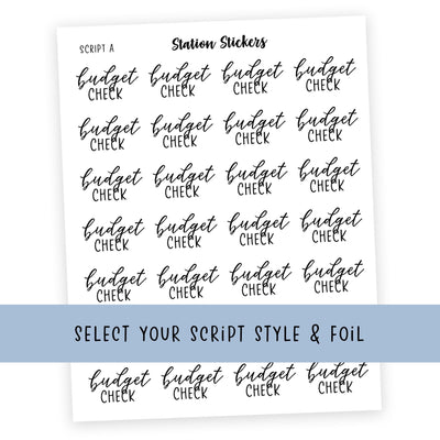 BUDGET CHECK Script Stickers