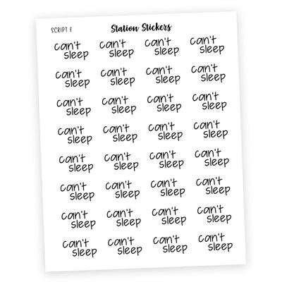 CAN'T SLEEP • Script Stickers