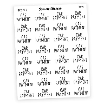 CAR PAYMENT • SCRIPTS - Station Stickers