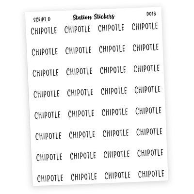 CHIPOTLE • SCRIPTS - Station Stickers