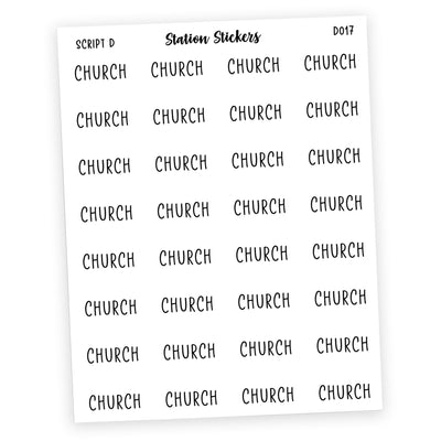 Church • Script Stickers - Station Stickers