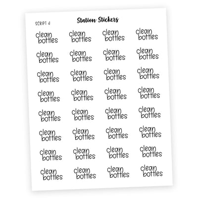CLEAN BOTTLES • Script Stickers