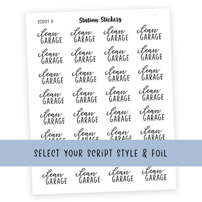 CLEAN GARAGE • Script Stickers - Station Stickers
