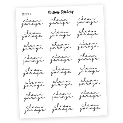 CLEAN GARAGE • Script Stickers - Station Stickers