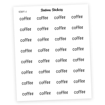 COFFEE • Script Stickers - Station Stickers