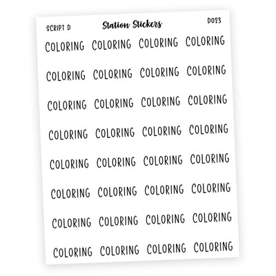 COLORING • Script Stickers