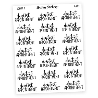 DENTIST APPOINTMENT • Script Stickers