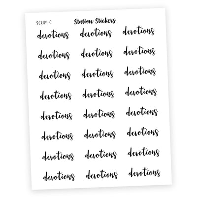 DEVOTIONS • Script Stickers - Station Stickers