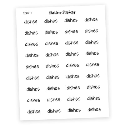 DISHES • Script Stickers - Station Stickers
