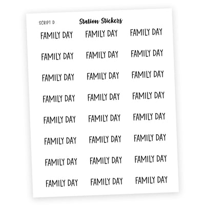 FAMILY DAY • Script Stickers