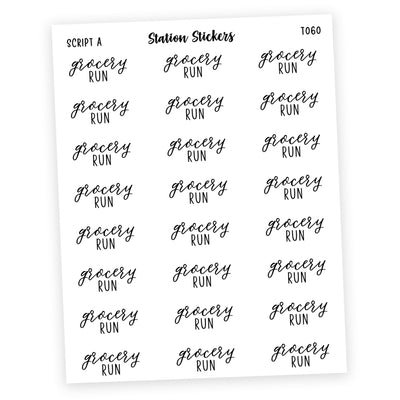 GROCERY RUN • Script Stickers