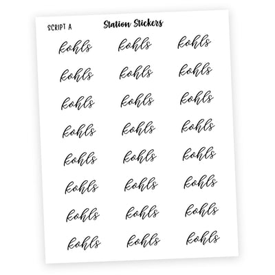 Kohls • Script Stickers