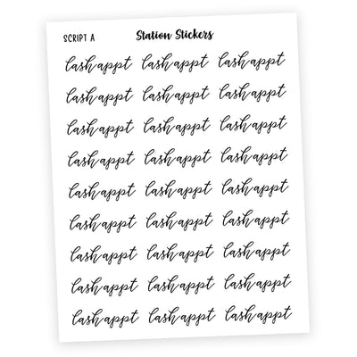 Lash Appt • Script Stickers - Station Stickers