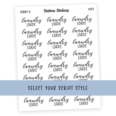 Laundry Loads • Script Stickers - Station Stickers