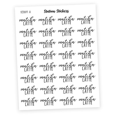 Matcha Latte• Script Stickers - Station Stickers