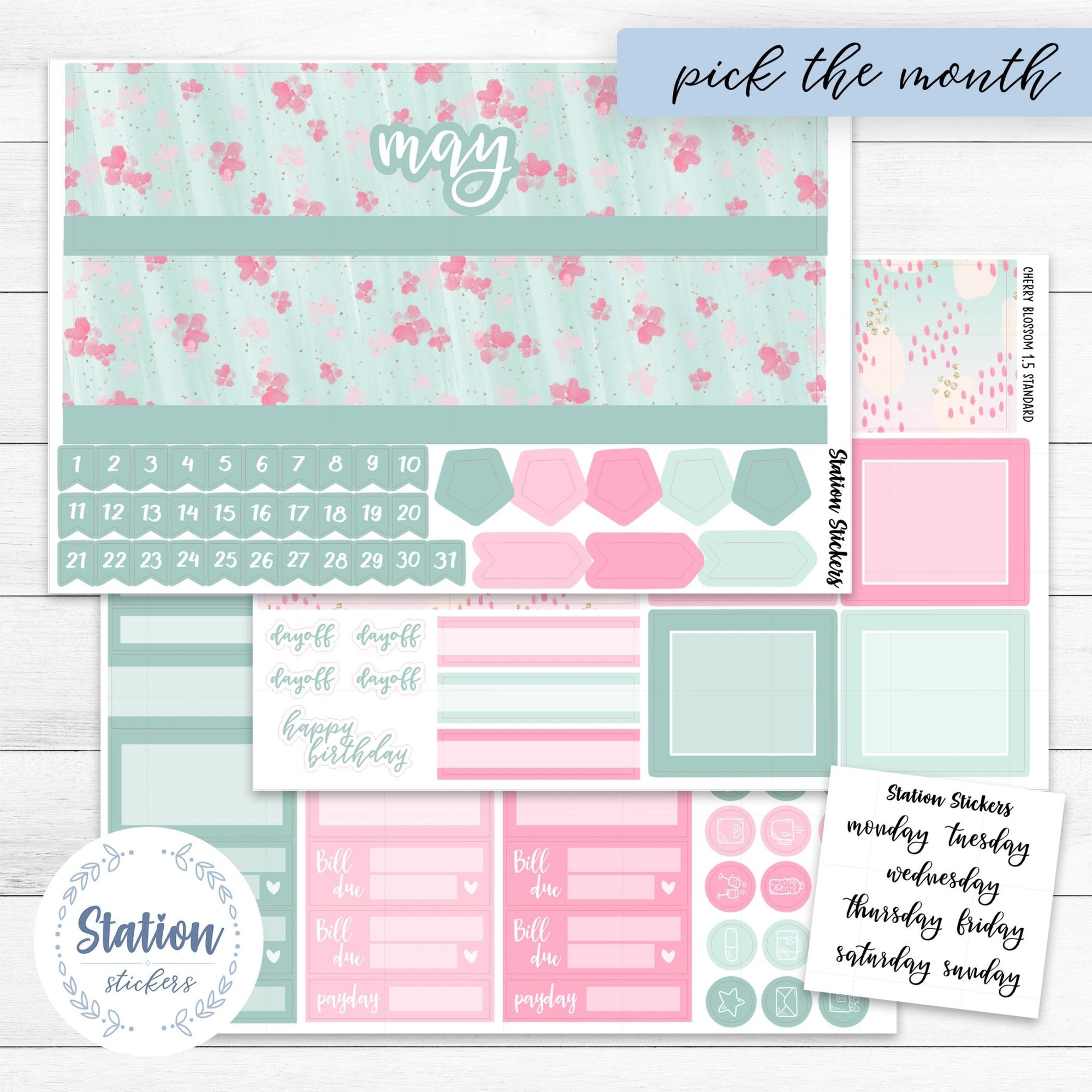 Monthly EC 7X9 Daily Duo Cherry Blossom - Station Stickers