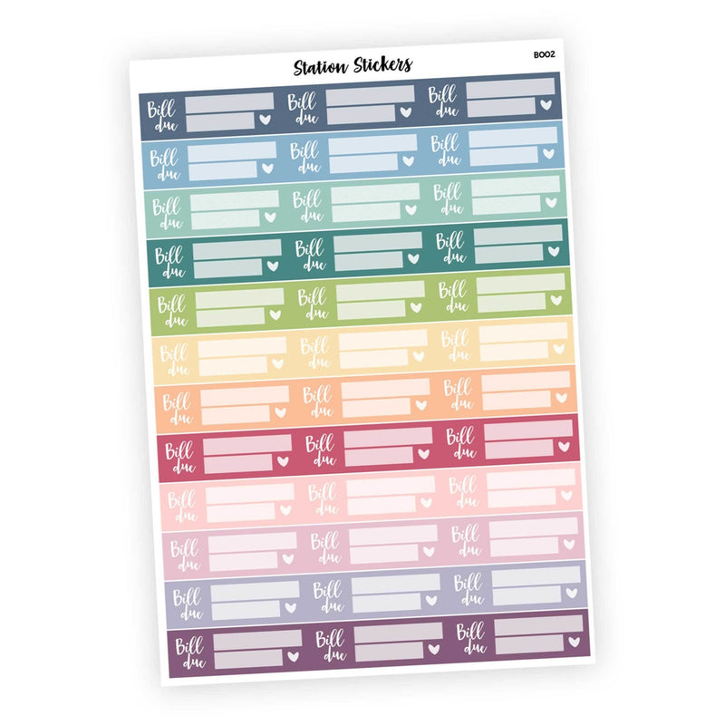 Multicolor • Bill Due - Station Stickers