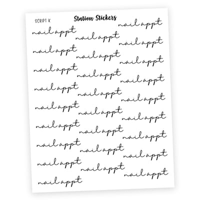 Nail Appt Script Stickers - Station Stickers