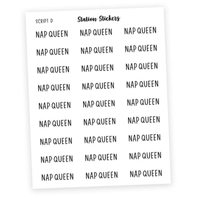 Nap Queen • Script Stickers