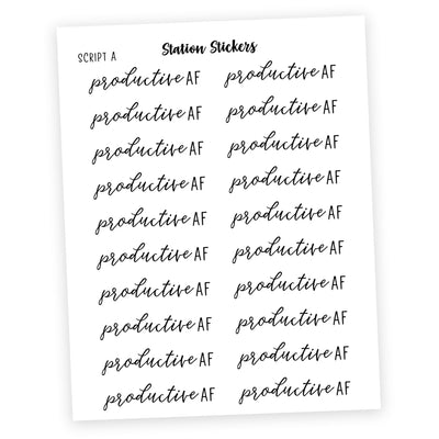 Productive AF • Script Stickers