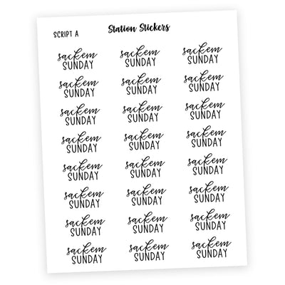 Sack'em Sunday • Script Stickers - Station Stickers