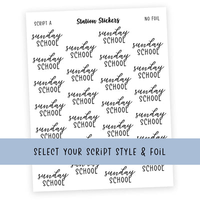 SUNDAY SCHOOL • Script Stickers - Station Stickers